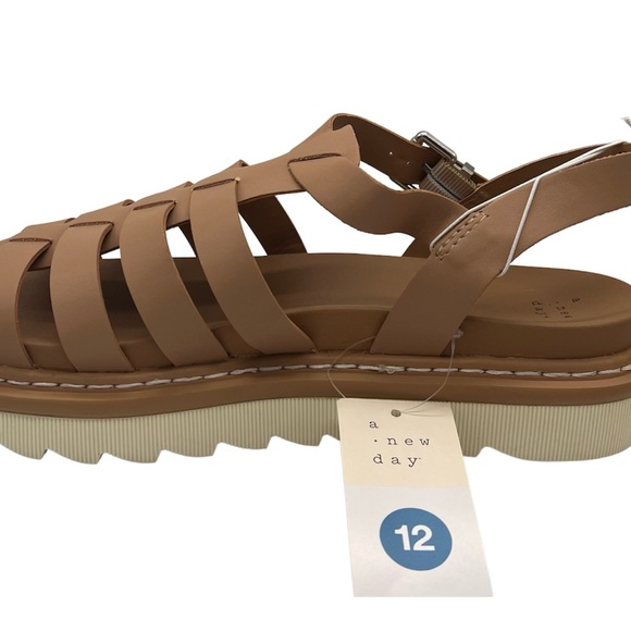 Women’s Brown Tan Platform Leather Sandals Ankle Strap Monroe Size 12 NEW - Picture 2 of 7